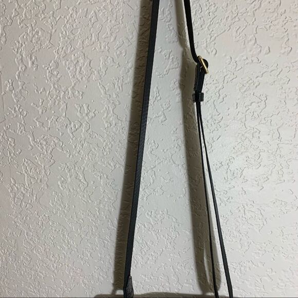 Elizabeth and James Zoe Croc‎ Embossed Leather Saddle Crossbody Bag Black - Picture 5 of 13